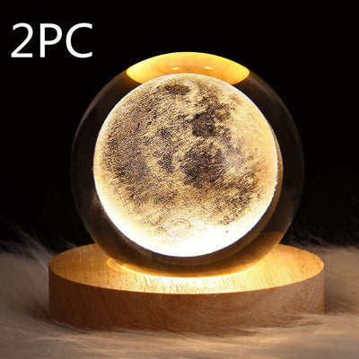 Luminous Starry Sky And Planets Moon Moon Crystal Ball Small Night Lamp Projection Ambience Light Creative Gift New Strange Gift - DaveT store