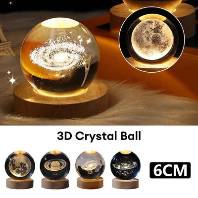 Luminous Starry Sky And Planets Moon Moon Crystal Ball Small Night Lamp Projection Ambience Light Creative Gift New Strange Gift - DaveT store