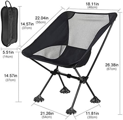 Portable Camping Chair Backpacking Chair With Anti - Slip Large Feet And Carry Bag For Outdoor Camp Hiking Capacity 220 Lbs - DaveT store